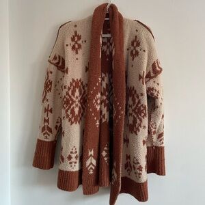 Reversible Patterned Open Cardigan Sweater